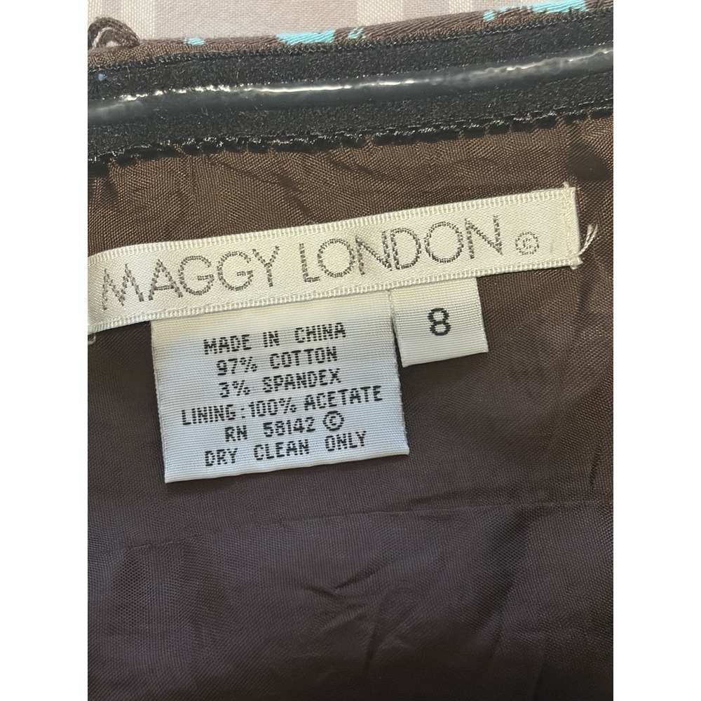 Maggy London Floral Halter Dress~8~Fit & Flare Cotton Garden Party Feminine Vamp - Picture 3 of 16